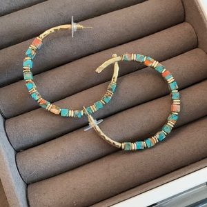 Kendra Scott Ember Hoop Earrings in Turquoise Red Oyster